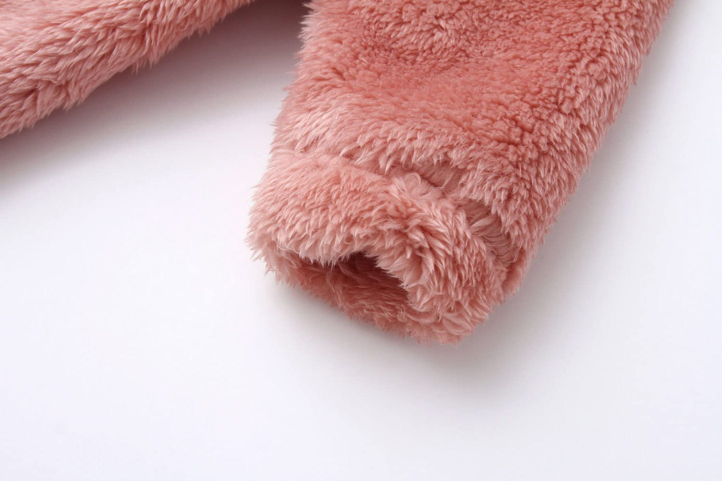 Baby Fleece One Piece Onesie Cute Bear Jumpsuits Winter Hooded Rompers With Zipper Pink 3-6M