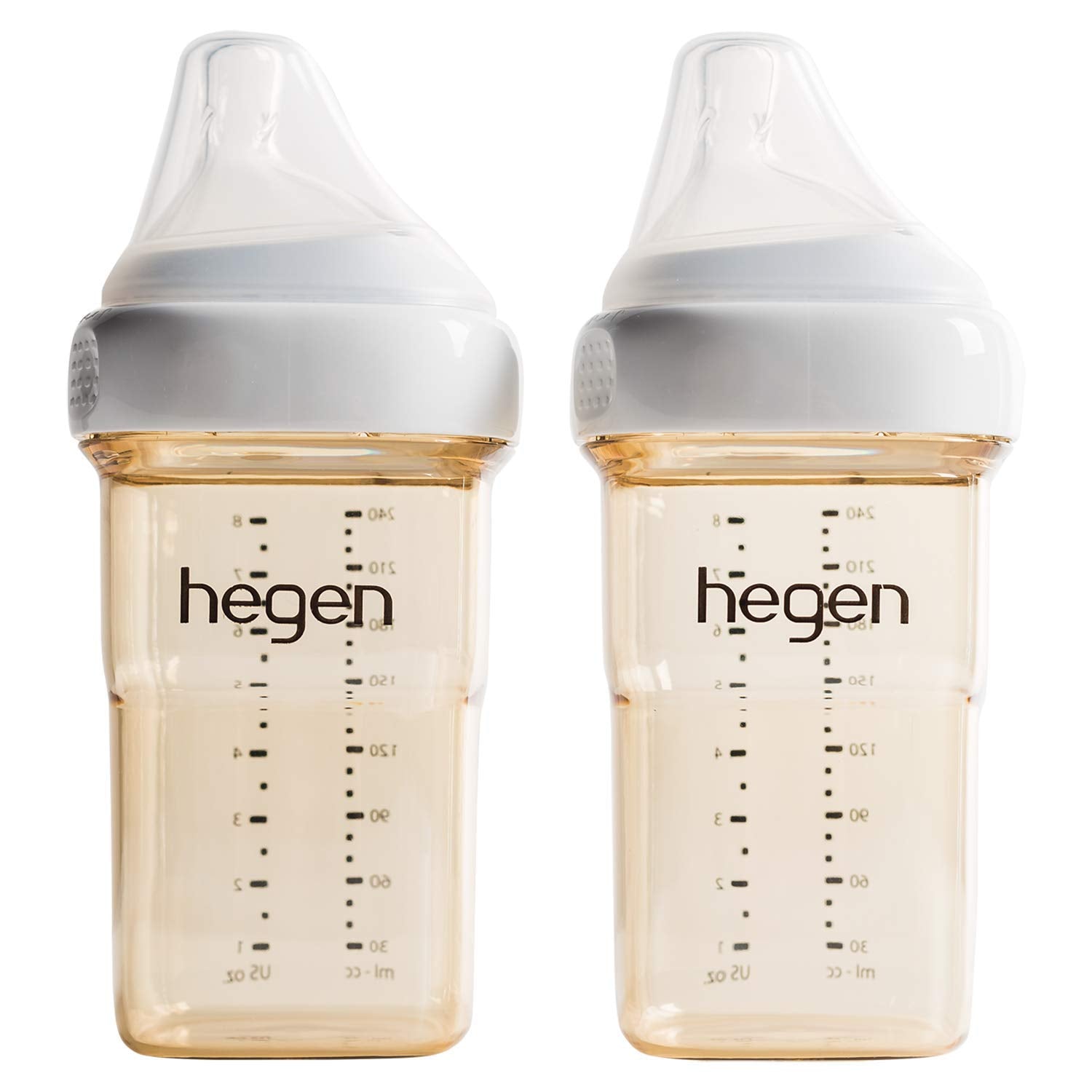 Hegen Baby Bottles - Anti Colic Baby Bottles Wide Neck - Breastfeeding System 8 Oz With Medium Flow Teats (2 Pack)