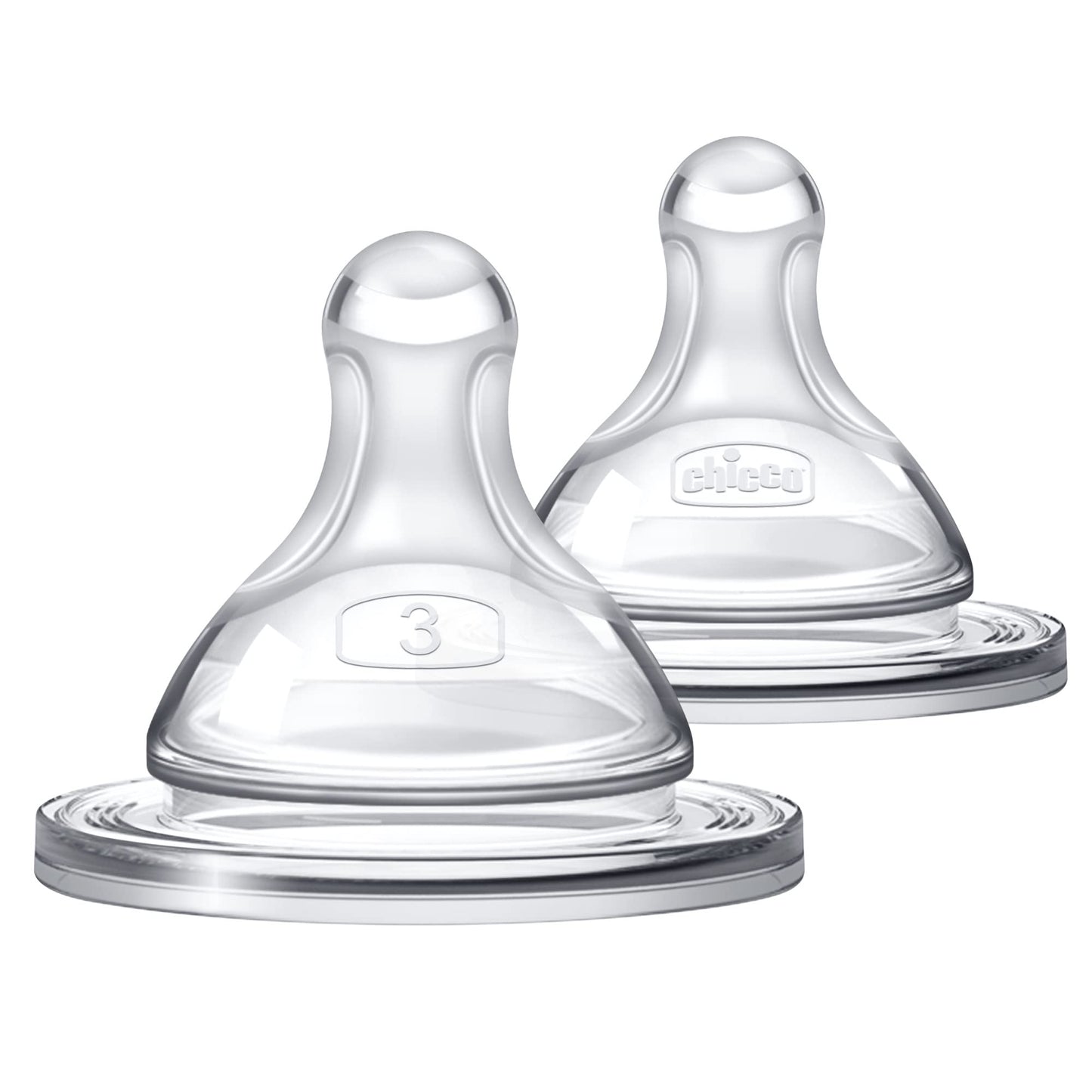Chicco Duo 100% Silicone Intui-Latch Baby Bottle Nipple with Anti-Colic Valve | Skin-Like Texture and Breast-Like Flow | Stage 3