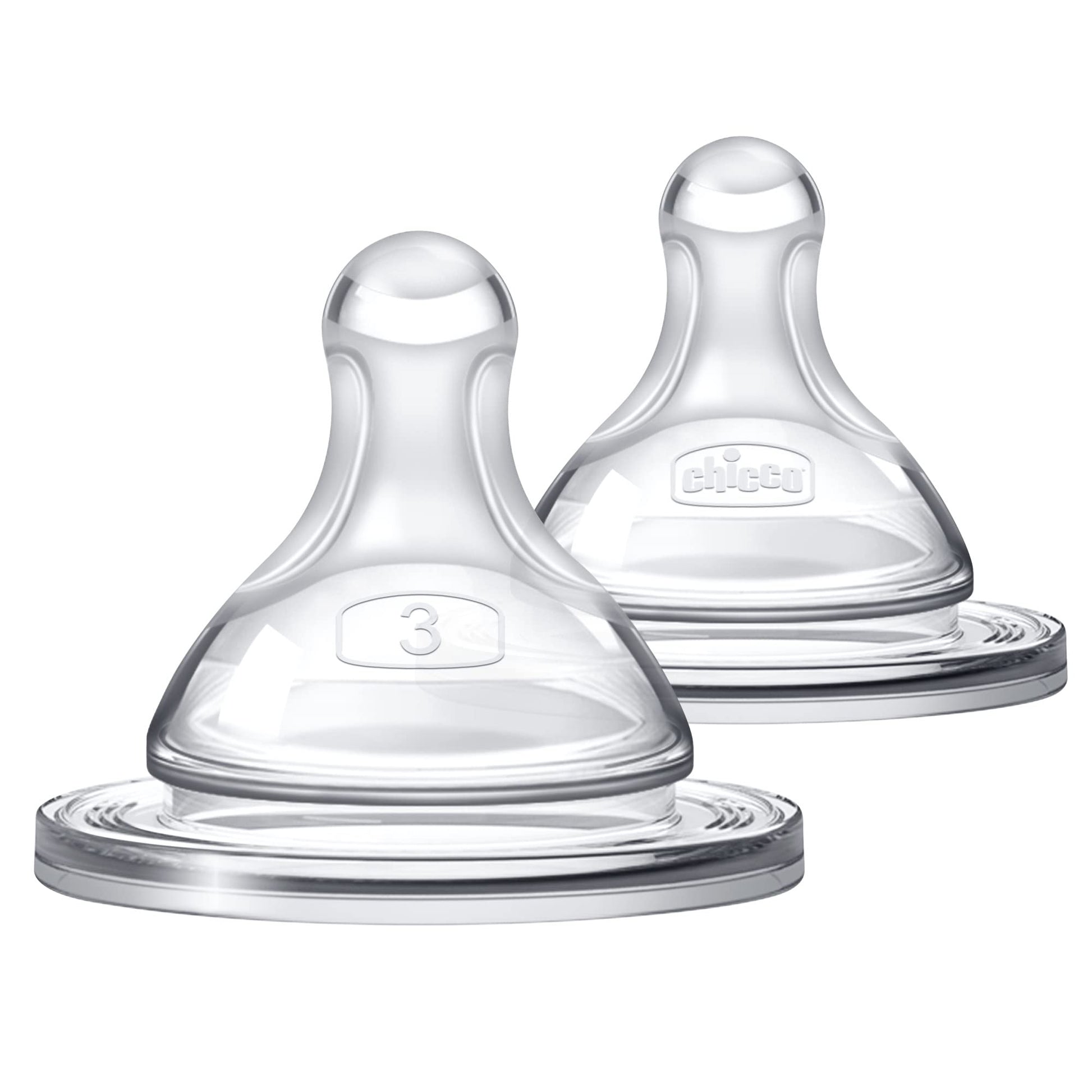Chicco Duo 100% Silicone Intui-Latch Baby Bottle Nipple with Anti-Colic Valve | Skin-Like Texture and Breast-Like Flow | Stage 3