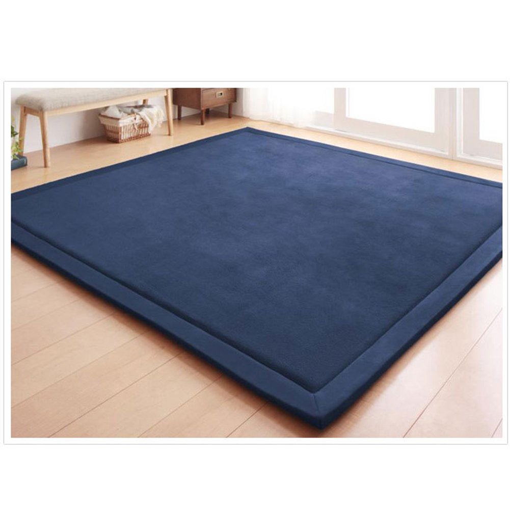 Loartee Nursery Rug Coral Velvet Crawling Rugs Mat Area Rugs Play Crawling Mat(5.0'X 6'8', Dark Blue) For Toddler Children Play