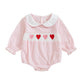Ayalinggo Newborn Smocked Baby Girl Outfit Hearts Plaid Long Sleeve Bubble Romper Bodysuit Infant Cute Valentines Day Clothes (P