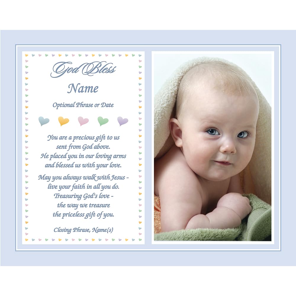 Poetry Gifts Baptism For New Baby Boy Grandson, Personalized Keepsake 8X10 Custom Print