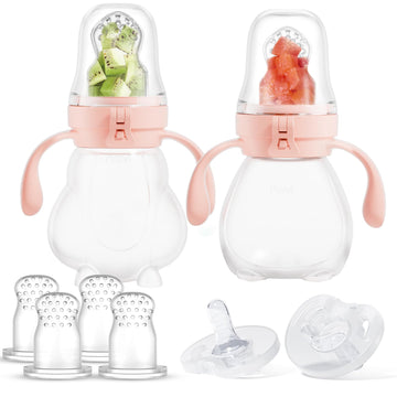 Ncvi Baby Fruit Food Feeder, Silicone Fruit Pacifier Feeder, Set Of 2, Mesh Feeder With Extra 6 Pacifiers, Teething Relief Toy,