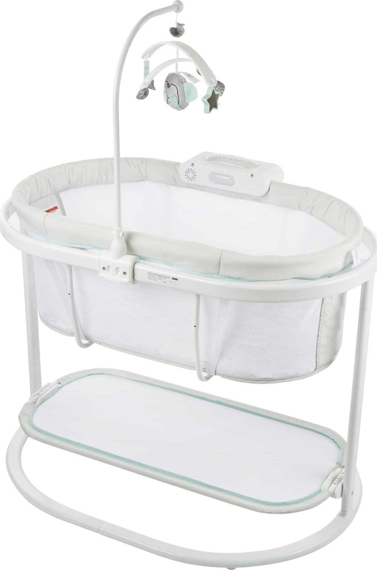 Fisher-Price Baby Bedside Sleeper Soothing Motions Bassinet with Lights Music Vibrations & Toy Mobile for Newborns 0+ Months, Sw