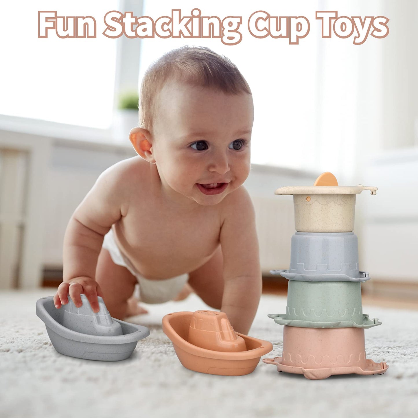 Toddler Bath Toys for Kids Ages 1-3|Baby Bath Toys Toddlers 2-4|Bathtub Toys for Babies 6-12 Months|Mold Free Bath Cup Toys|Infa