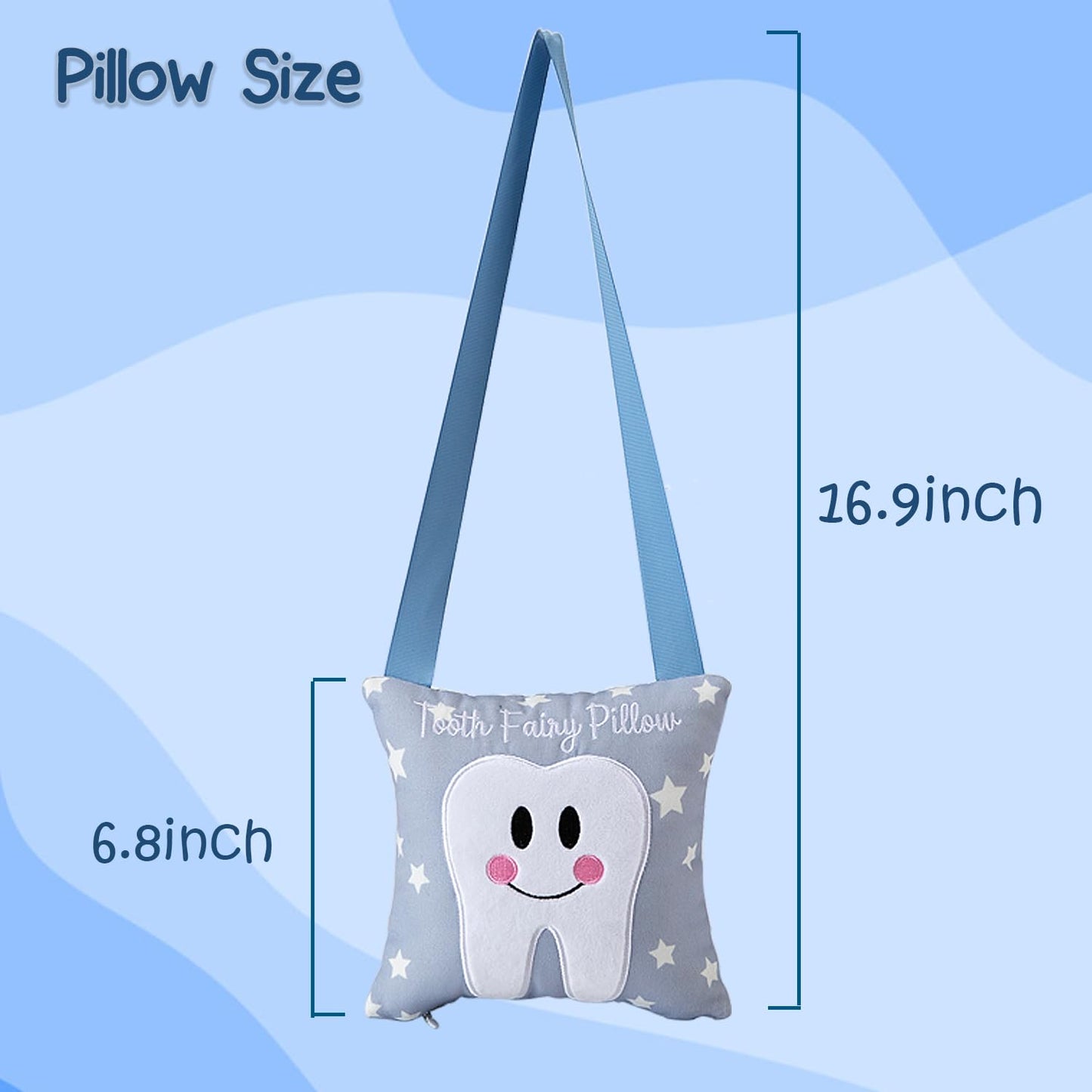 Xunboo Tooth Fairy Pillow With Pocket For Kids Tooth Keepsake Pouch Tooth Fairy Bag On Back Toothfairy Gift For Boys And Girls,
