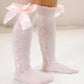 Qandsweet Baby Girl Knee-High Socks Toddlers Bow Stockings Newborn Infant Sock (0-12 Months, Cabled Styles)