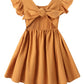 Dutebare Baby Girls Dress Cotton Linen Ruffle Sleeveless Dresses Toddler Casual Party Sundress Yellow 100