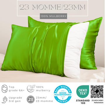 Promeed Grade 6A+ Silk Toddler Pillow Case 13X18, Both Sides Premium Natural 23 Momme Mulberry Silk Pillowcase With Zipper, Free