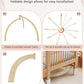 Suihuooo Baby Play Mat Activity Gym,6 Developmental Zones Tummy Time Mat, Foldable Wooden Baby Play Gym With 7 Detachable Sensor