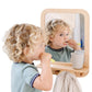 Montessori Wooden and Acrylic Wall Mirror with Hooks for Toddlers - Entryway Mirror with Hooks and Shelf Organizer Self-Care Sta