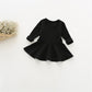 Csbks Toddler Baby Girls Long Sleeve Cotton Dress Solid Ruffle Tops 3T Black