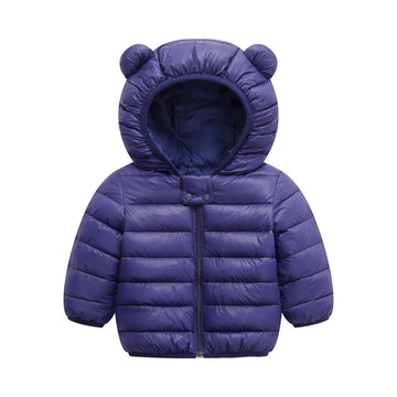 Winter Down Coats For Kids Baby Boys Girls Light Puffer Padded Jacket Bear Hoods Infant Outerwear Dark Blue