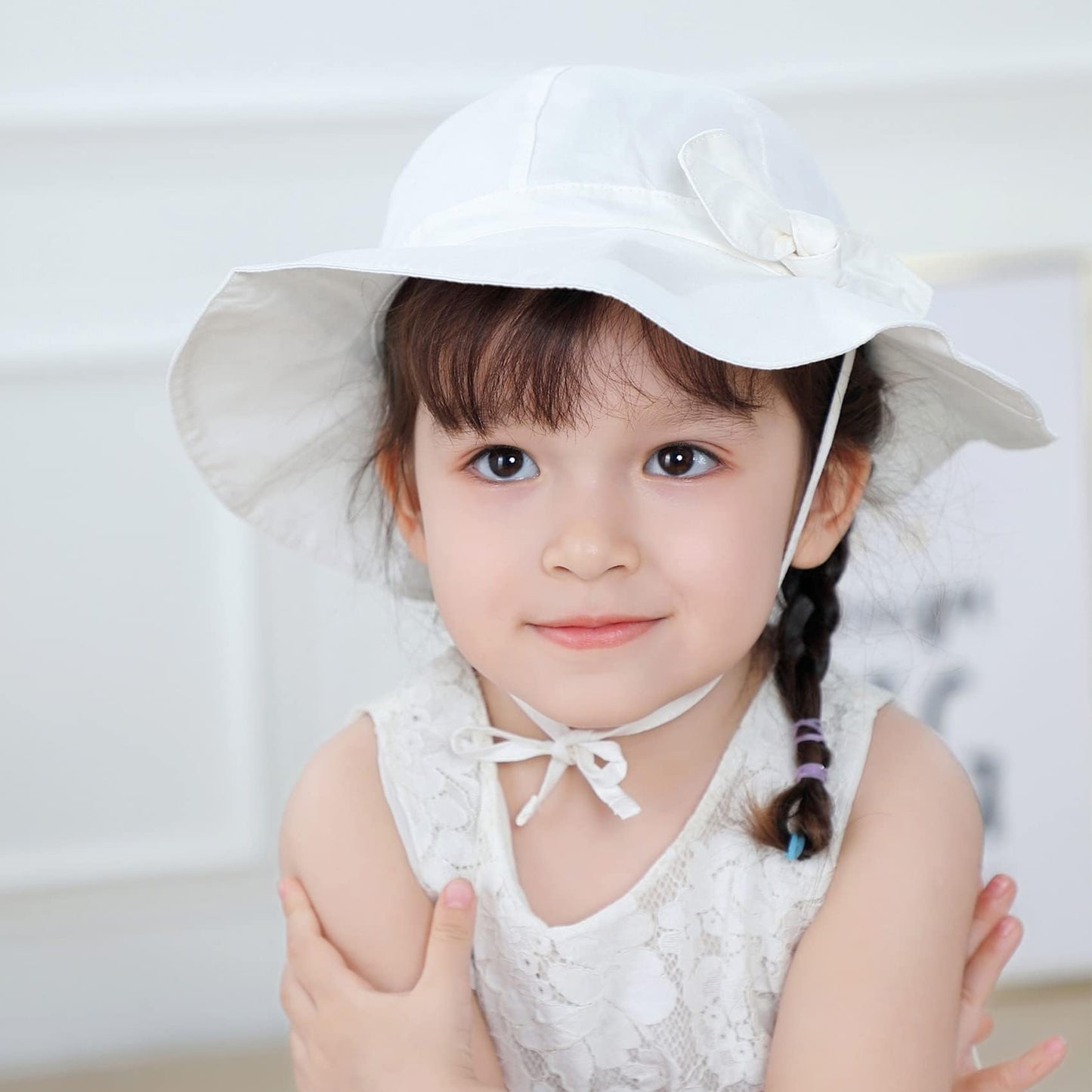 Durio Baby Girl Sun Hat Baby Girl Gifts Cute Bowknot Summer Baby Girl Hat Toddler Girl Hat Upf 50+ Toddler Girl Sun Hat Ivory Wh
