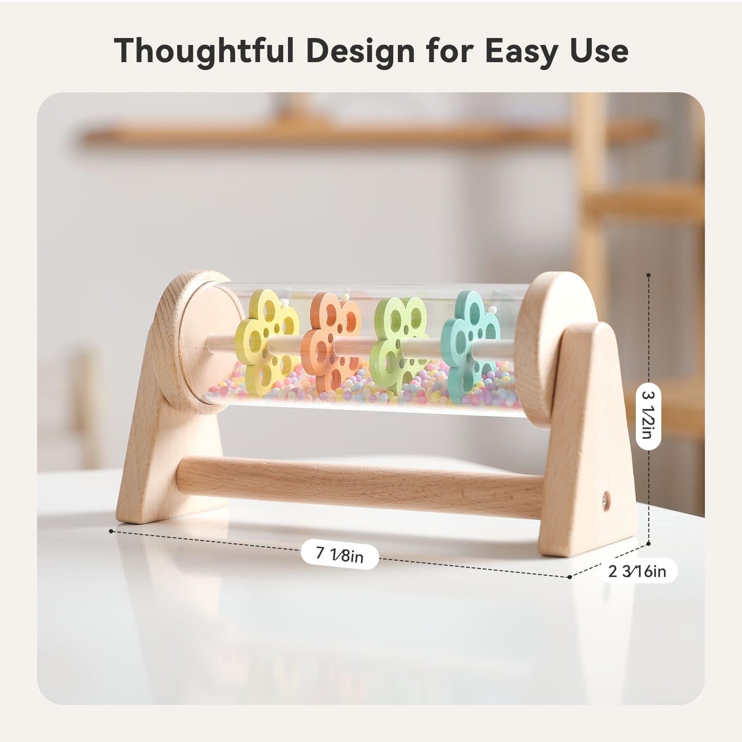 IEATFO Rain Stick Toy with Stand - Sensory Sound Training Tool for Kids, Tummy Time Musical Instrument for Infant Development |