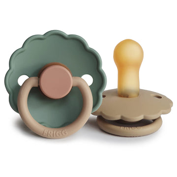 Frigg Daisy Natural Rubber Baby Pacifier | Made In Denmark | Bpa-Free (Willow/Croissant, 6-18 Months) 2-Pack