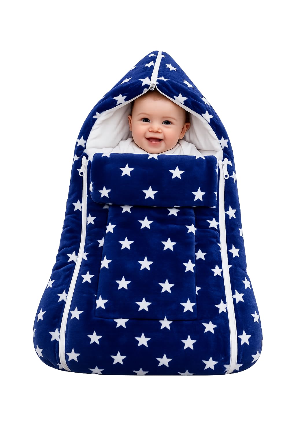 First Sleep Baby Newborn 3ZIPER Blanket Baby  Soft Winter Kids Blanket for (012 Months, 76x76cm) Navy Blue