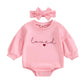Yingisfitm Newborn Baby Girl Valentines Day Clothes Long Sleeve Onesie Bubble Romper Fall Winter Cute Outfits (Puff Sleeve Pink,