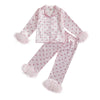 Afunbaby Toddler Baby Girl Boy Silk Satin Pajamas Set Button Down Pjs Kids Long Sleeve Shirt Pants Christmas Pjs Sleepwear (Pink