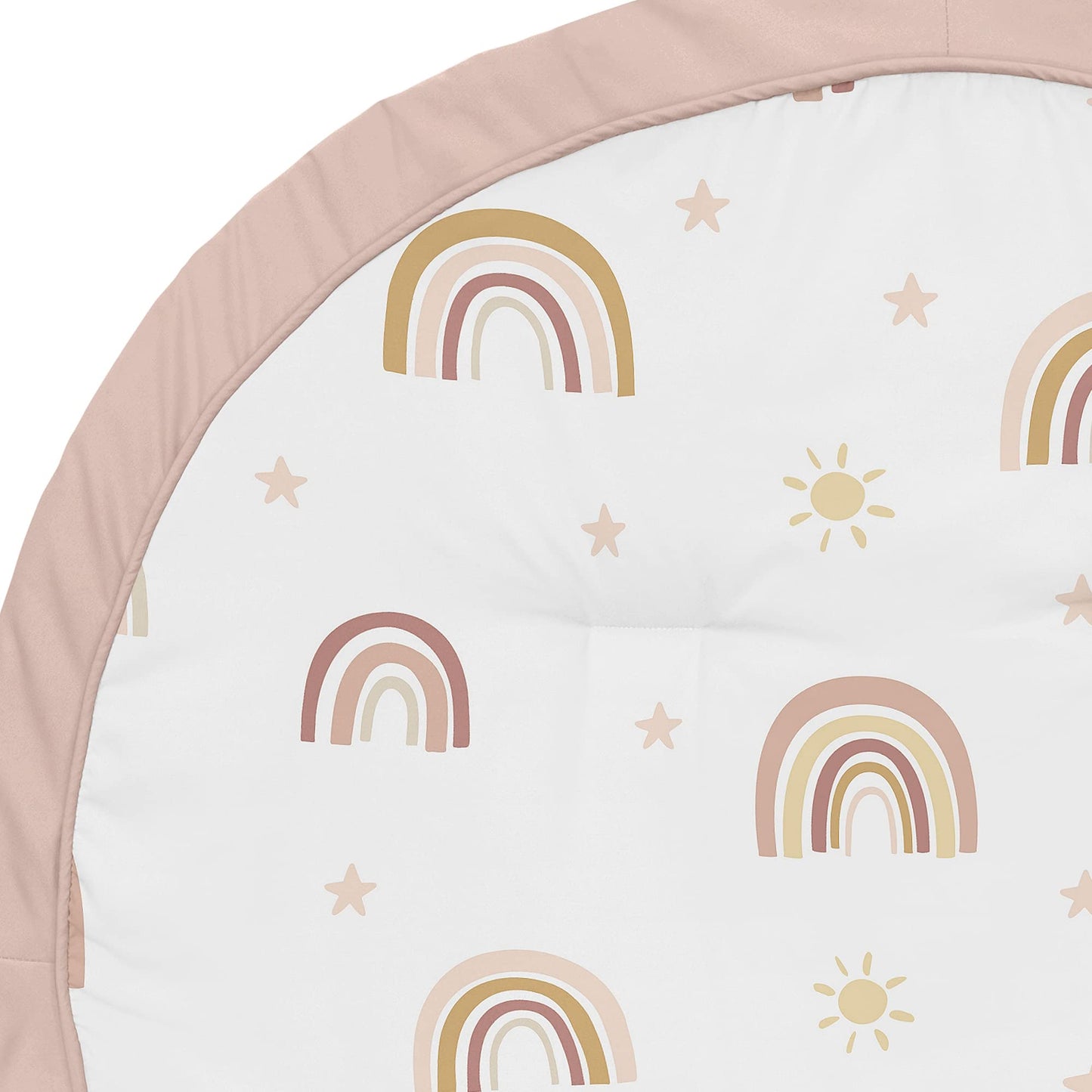 Sweet Jojo Designs Boho Rainbow Girl Baby Playmat Tummy Time Infant Play Mat - Blush Pink Dusty Rose Gold Yellow Mauve Taupe Bei