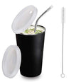 Parabrahma Stainless Steel Baby Sippy Cup Sipper Glass With Straw Glass Kids Milk Tumbler With Airtight Lid (370 Ml) (Black)
