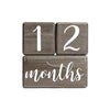 Lovelysprouts Premium Solid Wood Baby Milestone Age Blocks + Gift Box  Gray Stained Natural Pine  Weeks Months Years Grade Newbo