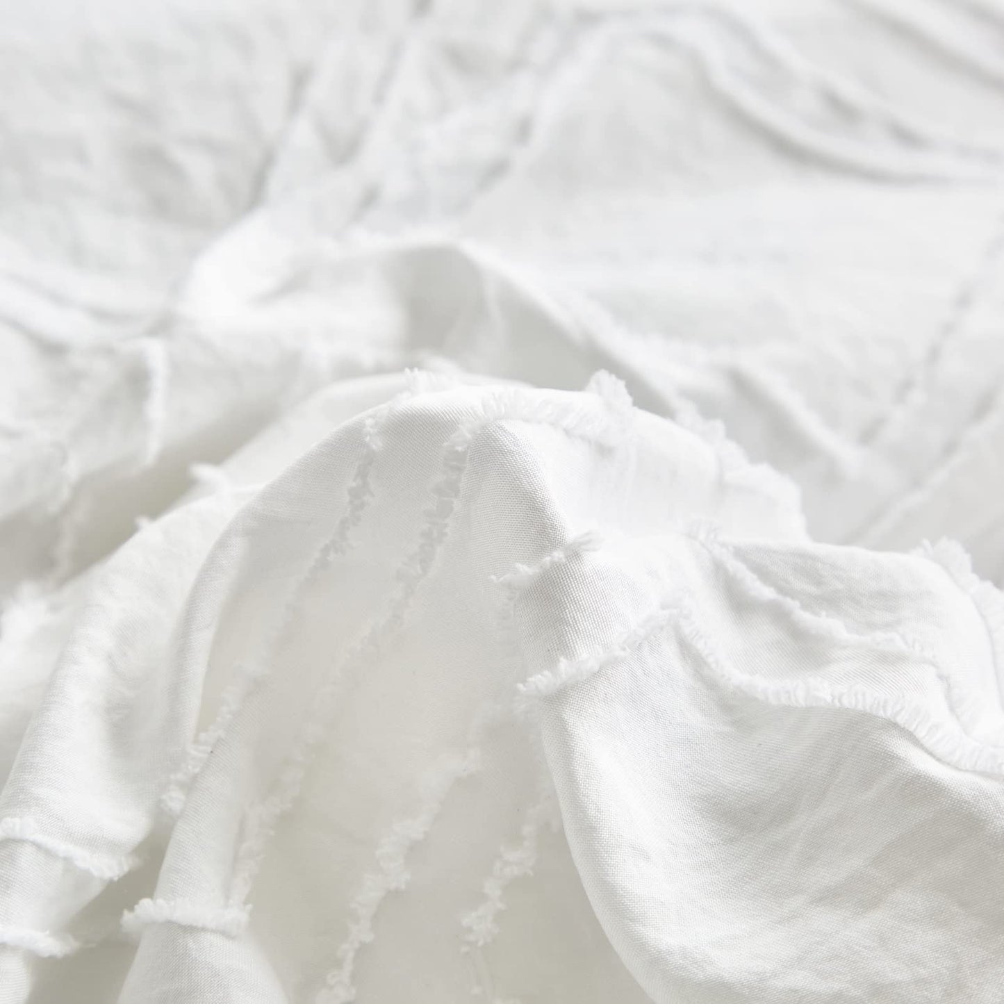 4 Pieces Tufted Toddler Bedding Set Solid White Jacquard Tufts, Soft And Embroidery Shabby Chic Boho Bohemian Design For Baby Bo