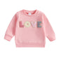 Socutebabe Toddler Valentines Outfits Baby Girl Clothes Love Embroidery Long Sleeve Crewneck Sweatshirts Pullovers (A-S-Pink, 6-