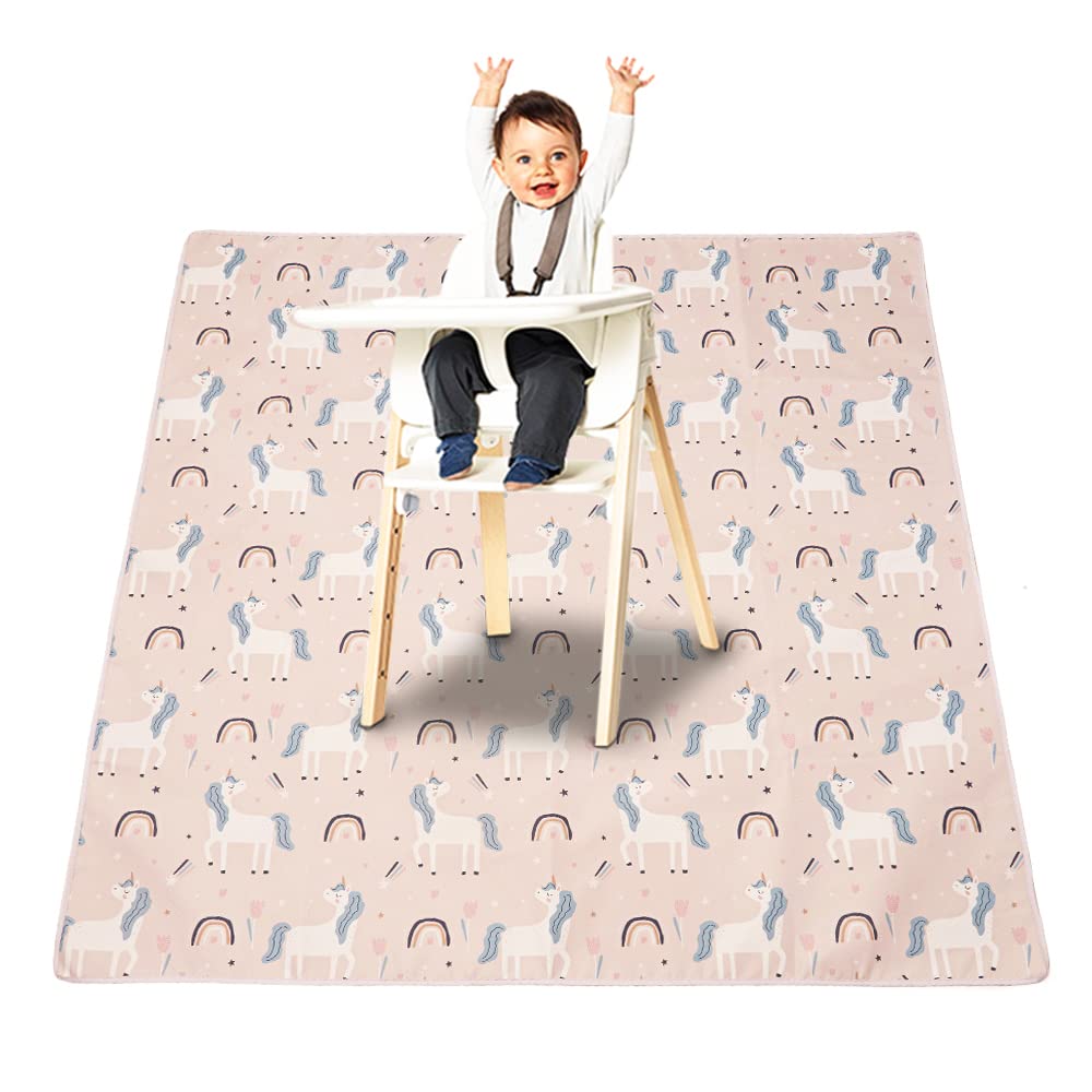 Splat Mat For Under High Chair/Arts/Crafts, Washable Baby Spill Mat Waterproof Anti-Slip Floor Splash Mat, 43'X 43' Portable P