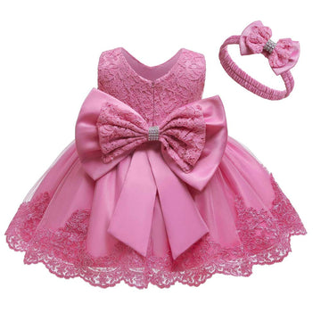 Baby Girls Christmas Embroidery Lace Dresses Infant Easter Halloween Wedding Formal Event Dress(Dust Pink,24M)