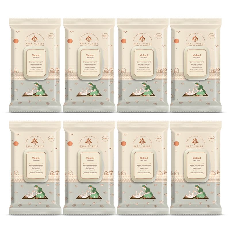 Baby Forest Mulmul Baby Wipes (Pack Of 8)
