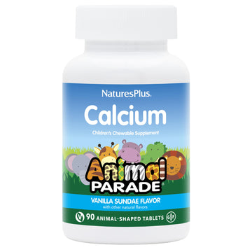 Naturesplus Animal Parade Calcium, Vanilla Sundae Flavor - 90 Animal-Shaped Chewable Tablets - Pack Of 2 - Promotes Healthy Bone