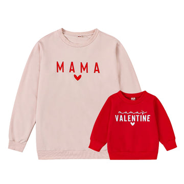 Aiwpstoin Mommy and Me Valentines Day Outfit Long Sleeve Crewneck Sweatshirt Pullover Family Matching Shirt Mama Baby Clothes (K