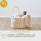 Bebe Bask Baby Diaper Caddy Organizer - Handmade Rattan - Luxury Diaper Caddy Basket - Cute Diaper Caddy For Baby Girl & Diaper
