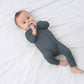 Long Sleeve Footless Romper Baby, Rayon Two Way Zipper Sleeper 3-6 Months Sliver Grey