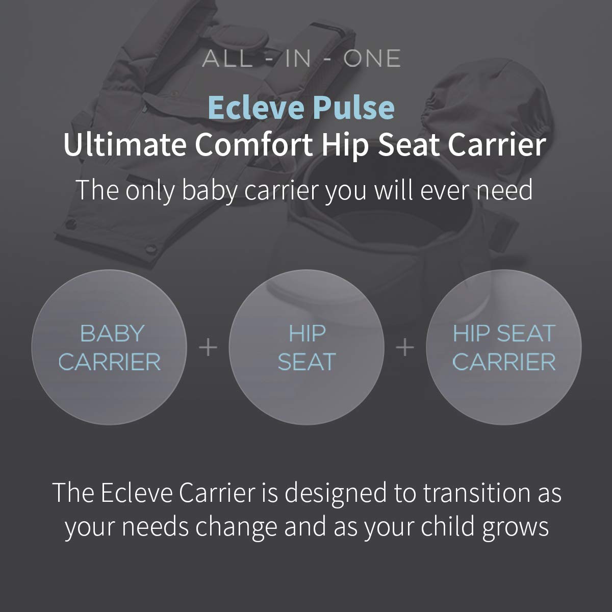 CLEVE Pulse Ultimate Comfort Hip Seat Baby Carrier - Award-Winning 9 Position Front & Back Carry - US Safety Certified Up to 4