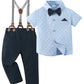 Disaur Baby Boy Clothes Suits,Toddler Dress Short Shirt With Bowtie + Suspender Pants Outfit Sets Gentleman Wedding 1-5 Years (B