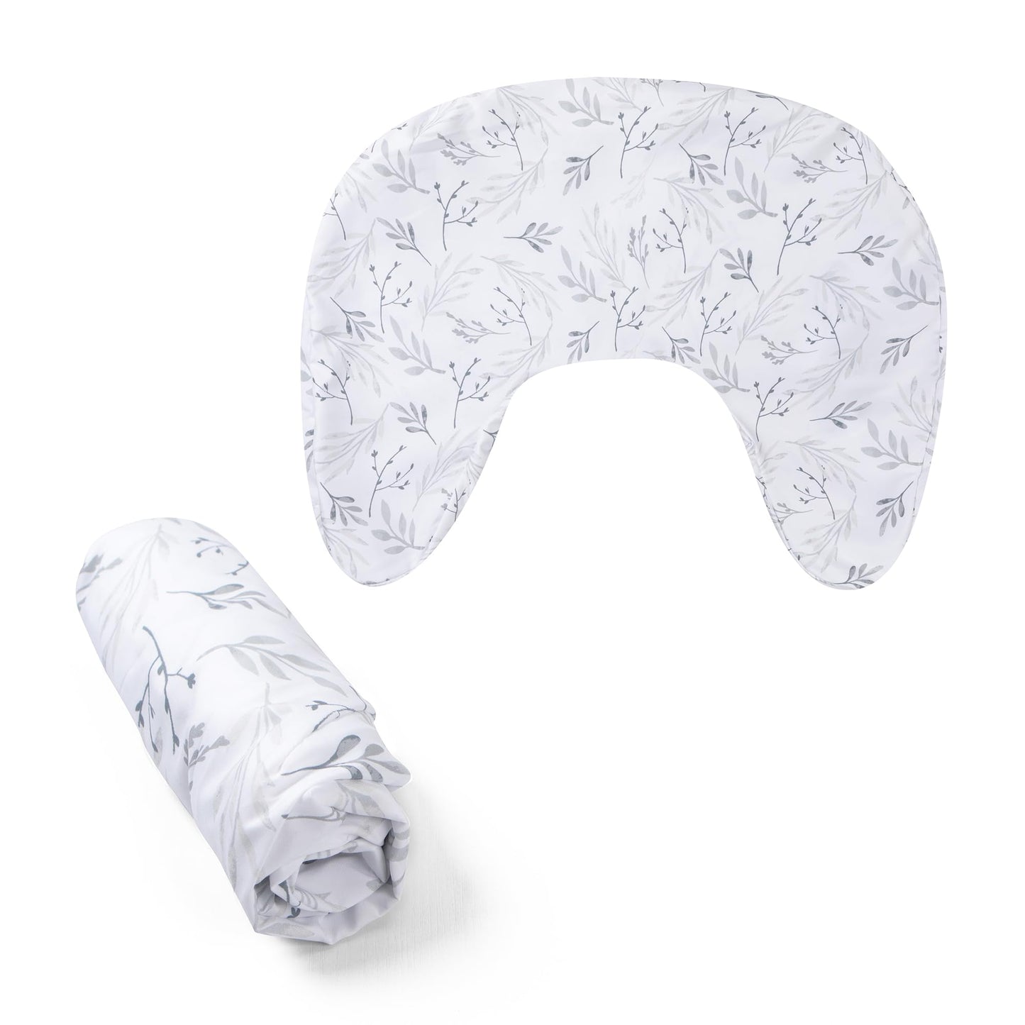 Boppy Nursing Pillow Cover, Gray Gentle Leaves, Single Cover, Easy-On Slipcover With Extra Soft 100% Polyester Microfiber Fabric