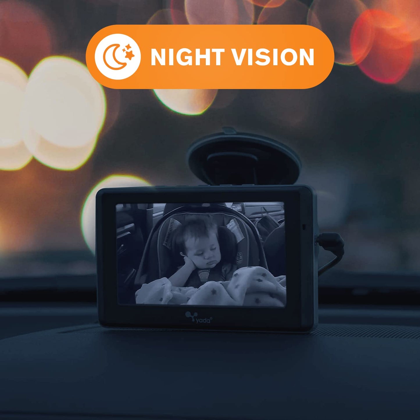 Yada | Car Portable Baby Monitor With Night Vision Cam, Wireless Transmission, Universally Compatible, 4.3    Digital Display, M