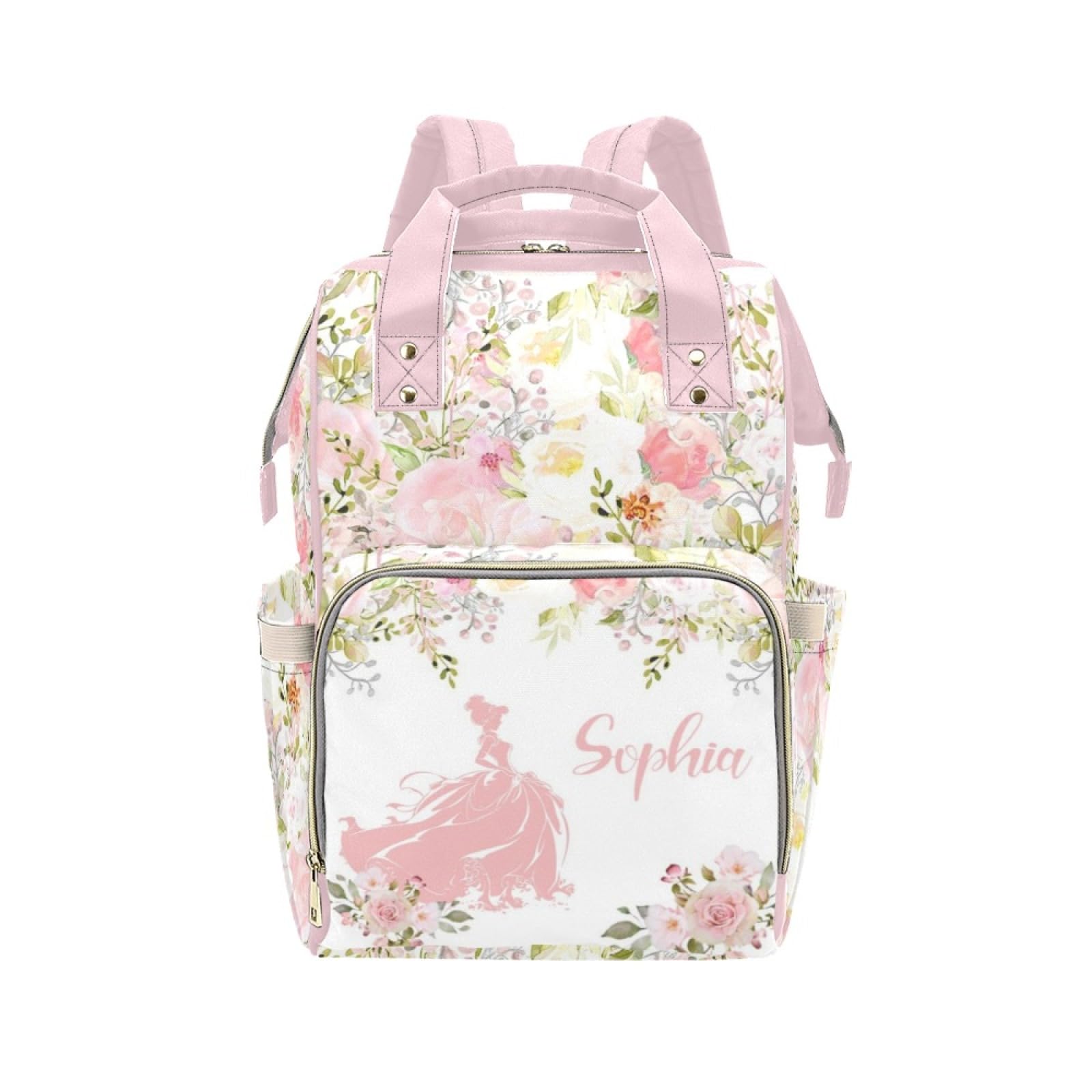 Custom Diaper Bag Backpack for Women, Personalized Name Nursing Mommy Daypack, Diaper Bag for Girls Boys, New Mom Gifts (Princes