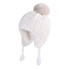 Langzhen Infant Pom Pom Beanie Kid Winter Hats Toddler Cap Knit Warm Beanies Caps For Baby Boys Girls(White,6-12 Months)