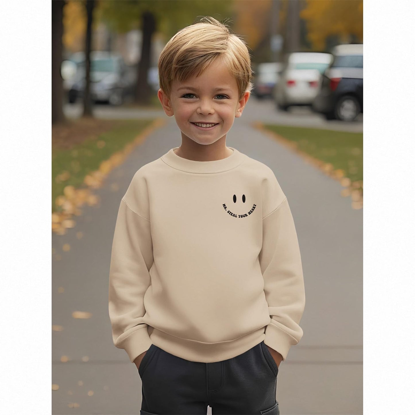 Ritatte Toddler Boy Valentine'S Day Sweatshirt Mr. Steal Your Heart Shirt Kids Valentines Crewneck Long Sleeve Pullover Tops(Gra