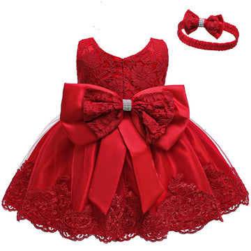Baby Toddler Lace Dress Girls Formal Elegant Embroidery Wedding Party Flower Bridesmaid Dresses Up 12-18 Months