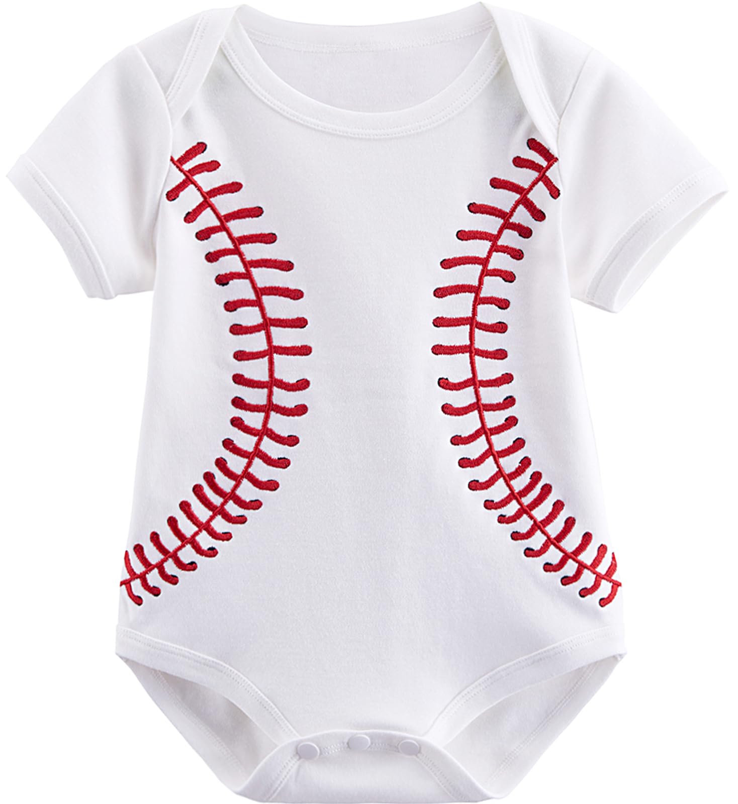 Cosland Baby Baseball Outfit Infant Boys Cotton Bodysuit, White, 0-3 Months