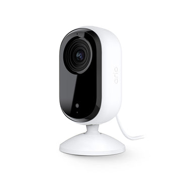 Arlo Essential Security Camera 2K | Indoor Only| 2nd Gen | Baby Monitor & Pet Camera | Wired Automated Privacy Shield, 2-Way Aud