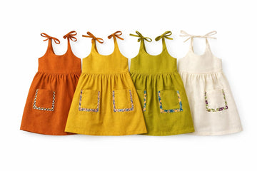 Koshmosh Pack Of 4 Pure Cotton Frock For Baby Girl| Open Starp Dress With Double Pockets | Soft Fabric I Knee Length Casual Dres