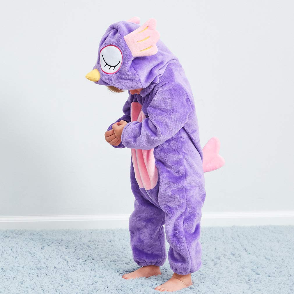 Qzerplay Unisex Kids Baby Owl Bird Halloween Costumes Cartoon Outfit Hooded Homewear 80