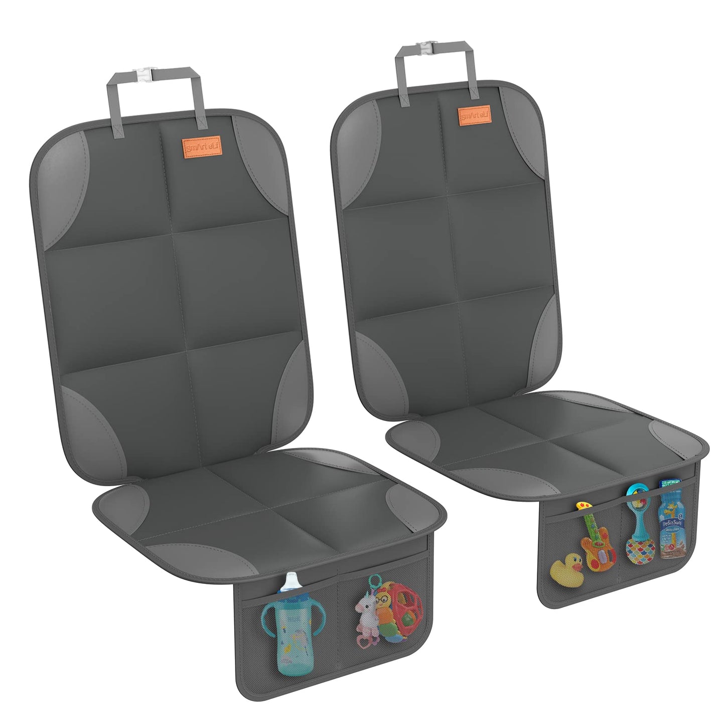 Smart Elf Car Seat Protector For Child Car Seat - Waterproof 600D Fabric Baby Seat Protectors For Non-Slip Backing Mesh Pockets