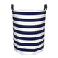 Pevtufa Navy Blue And White Stripes Foldable Laundry Basket Organizer,Fabric Clothes Toy Storage Basket Nursery Hamper Storage B